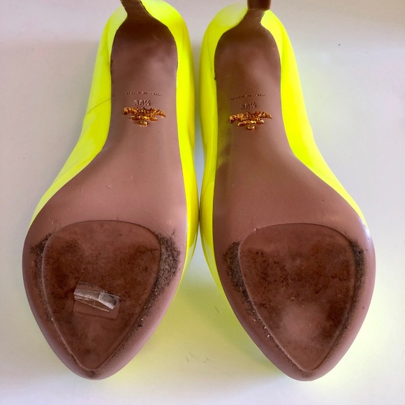 Prada Neon Yellow Open Toe Heels - Picture 4 of 5